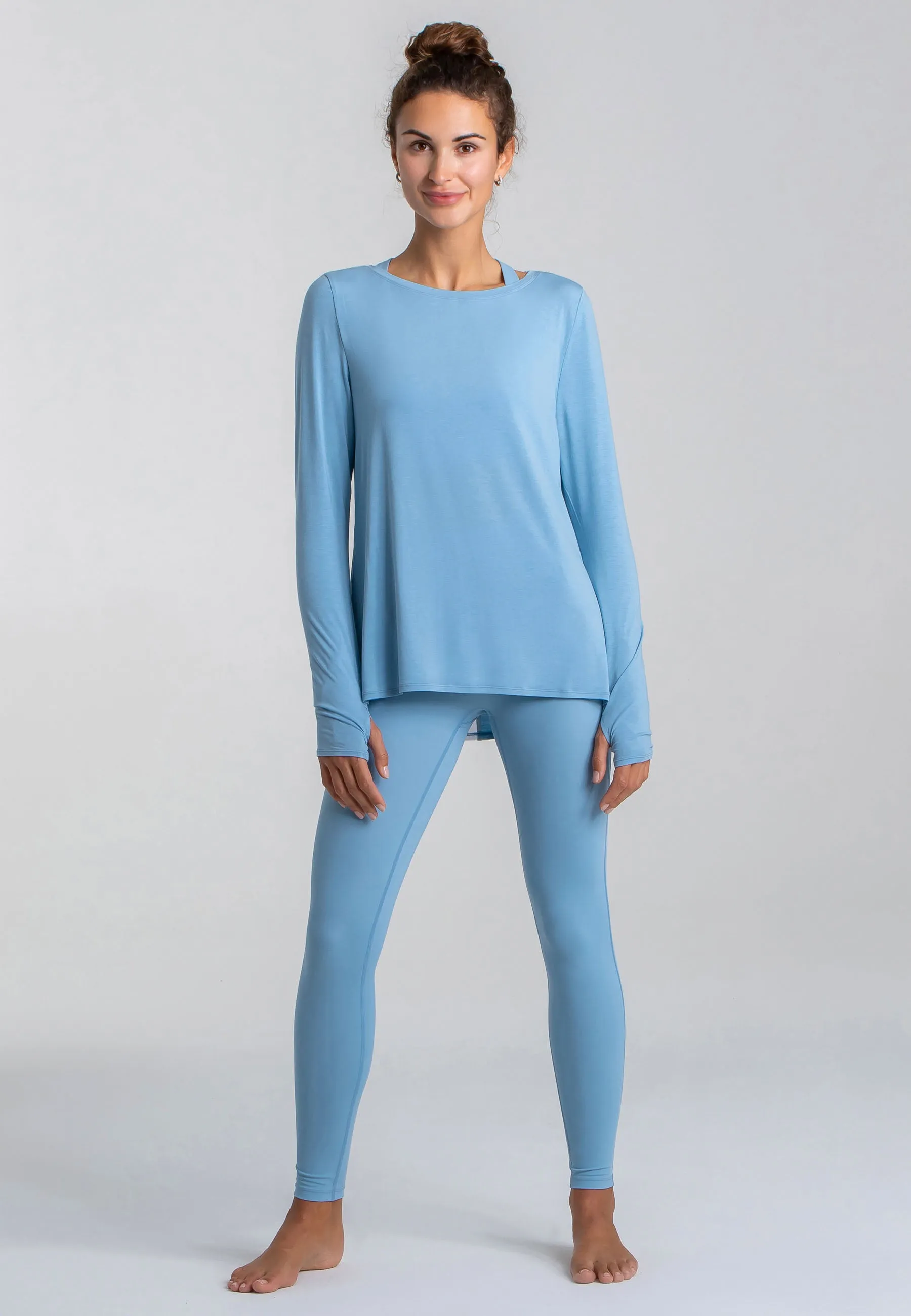 Wave Long Sleeve Top - Dusty Baby Blue