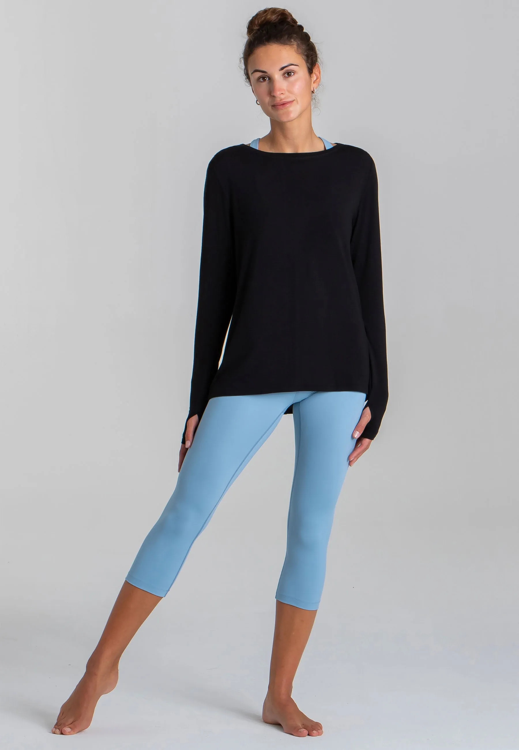 Wave Long Sleeve Top - Schwarz