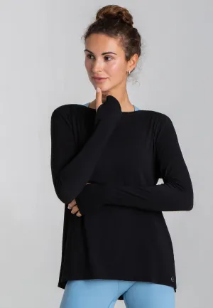 Wave Long Sleeve Top - Schwarz
