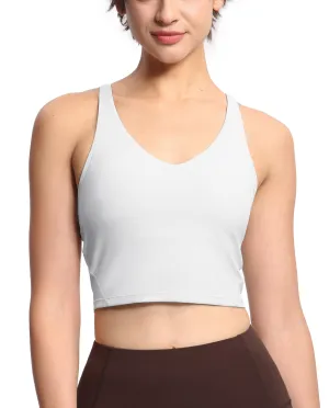 Women??s Longline Sports Bra Wirefree Padded Medium Support Yoga Bras Gym Running Workout Tank Tops