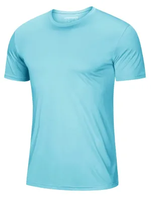 Workout Shirts for Men Short Sleeve T Shirts Moisture Wicking UPF 50 Sun Protection Running Workout Shirts Lake Blue