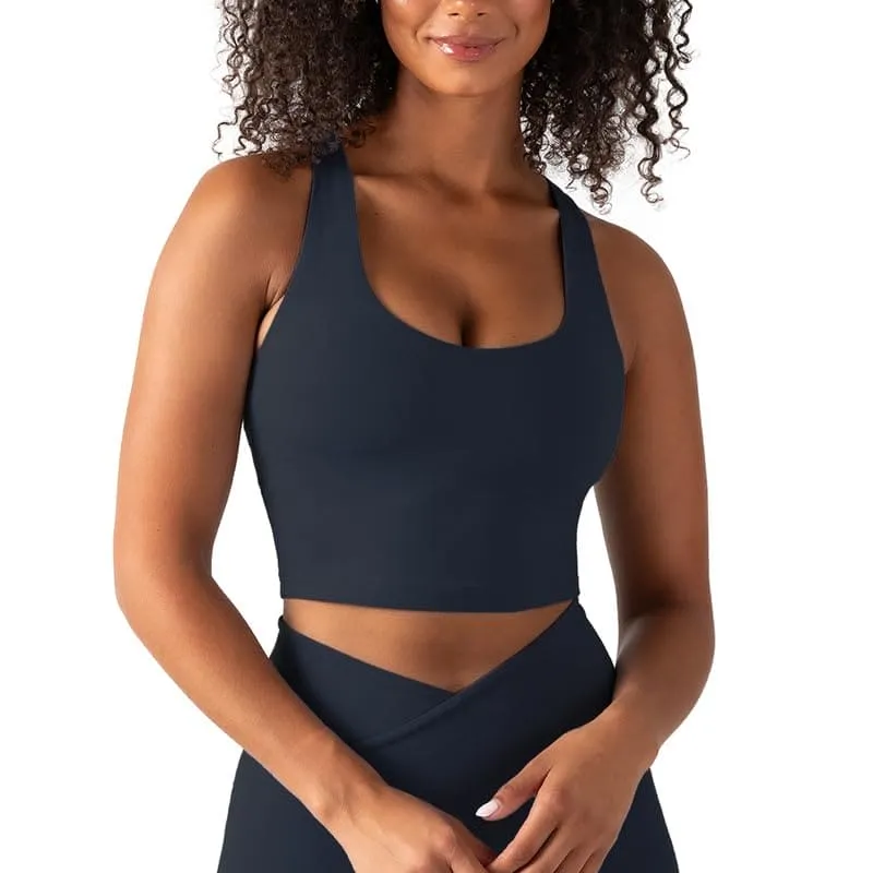 YITTY Active Women's UltraLuxe Built-in Bra Tank Top, Athleisure, 4-Way-Stretch, Deep Navy