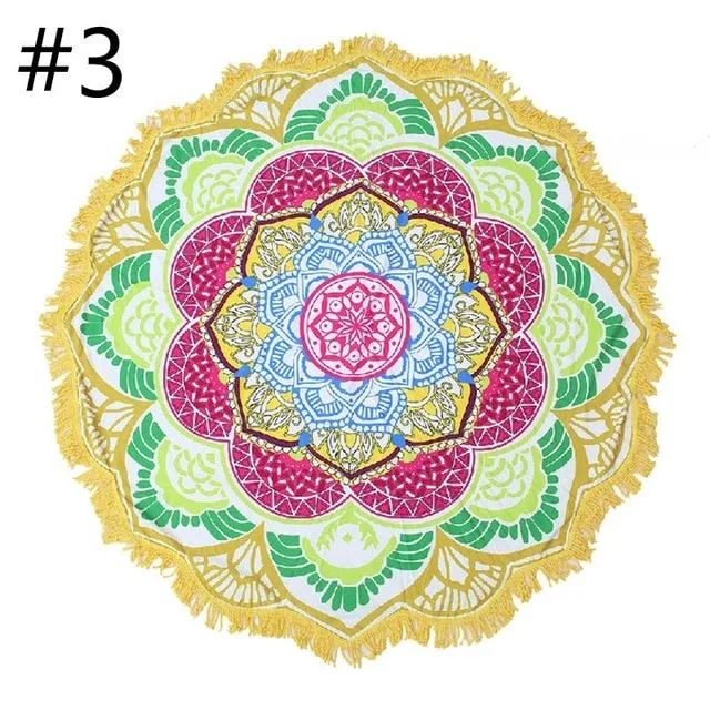 Yoga Mat Blanket Wall Hanging Tapestry Round Indian Mandala Fitness Beach Towel Sunblock Lotus Bohemian Sports Yoga Blanket