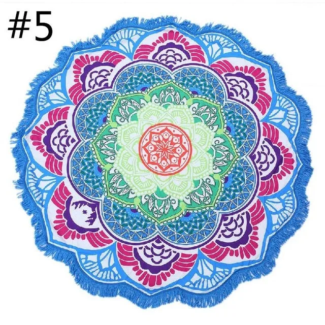 Yoga Mat Blanket Wall Hanging Tapestry Round Indian Mandala Fitness Beach Towel Sunblock Lotus Bohemian Sports Yoga Blanket