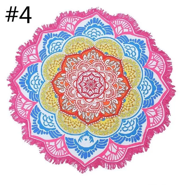 Yoga Mat Blanket Wall Hanging Tapestry Round Indian Mandala Fitness Beach Towel Sunblock Lotus Bohemian Sports Yoga Blanket