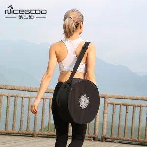Yoga Wheel Bag Nylon Black Mandala Flower 36*14cm Yoga Circle Bag Large Capacity Double Zipper Pilates Wheel Backpack Yoga Bag