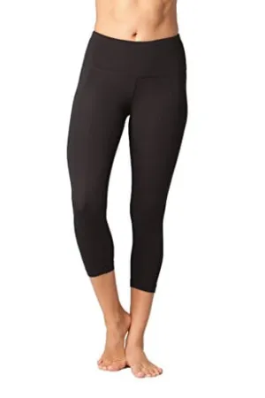 Yogalicious High Waist Ultra Soft Lightweight Capris -? High Rise Yoga Pants - Black Nude Tech